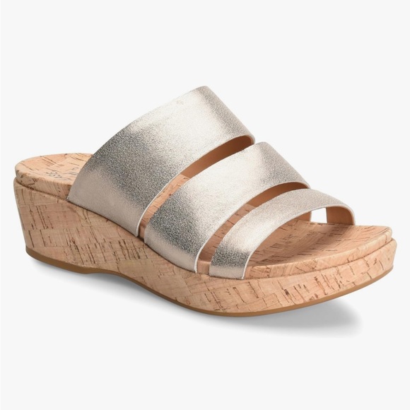 Kork-Ease Shoes - Kork Ease Menzie gold metallic platform sandals cork slides